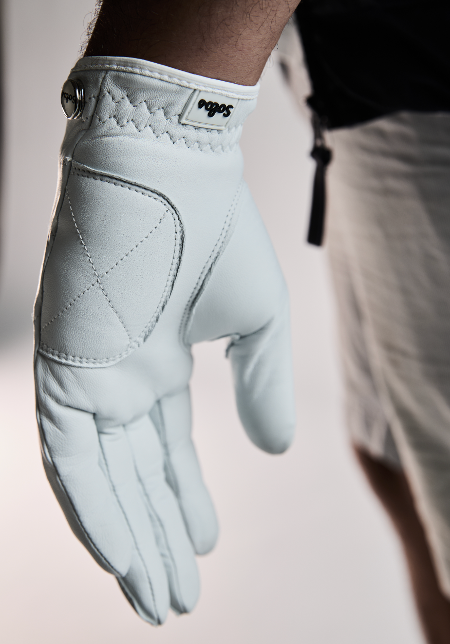 Solos custom golf glove — reinforced palm padding detail