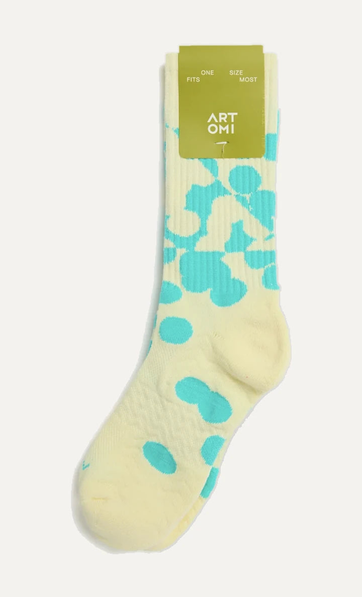 Custom knitted sock with a large two-colour pattern